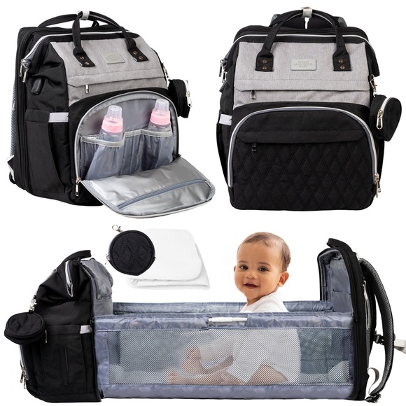 3 In 1 Baby Diaper Bag Backpack with Changing Station/ Bassinet (Unisex).
